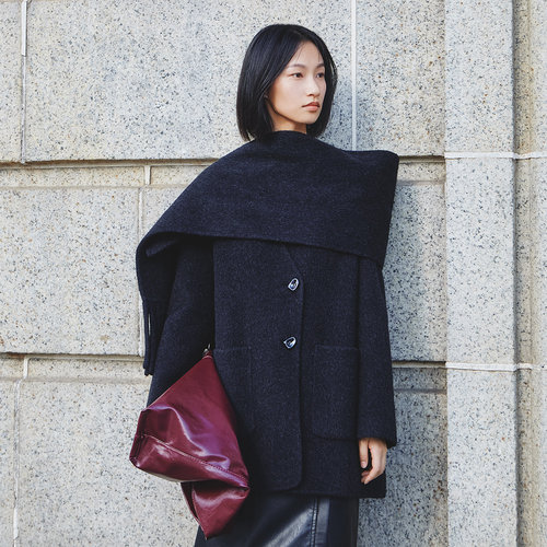 Dekashell/迪卡轩2025冬季新款羊毛呢大衣外套女上衣dp