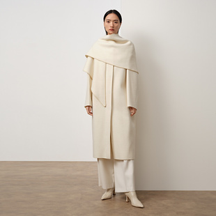 Dekashell/迪卡轩2025冬季新款女士毛呢外套双面呢大衣长款上衣