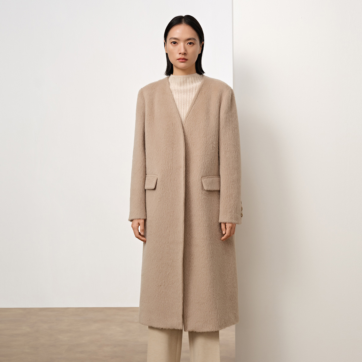 Dekashell/迪卡轩2025冬季新款女士大衣中长款毛呢外套