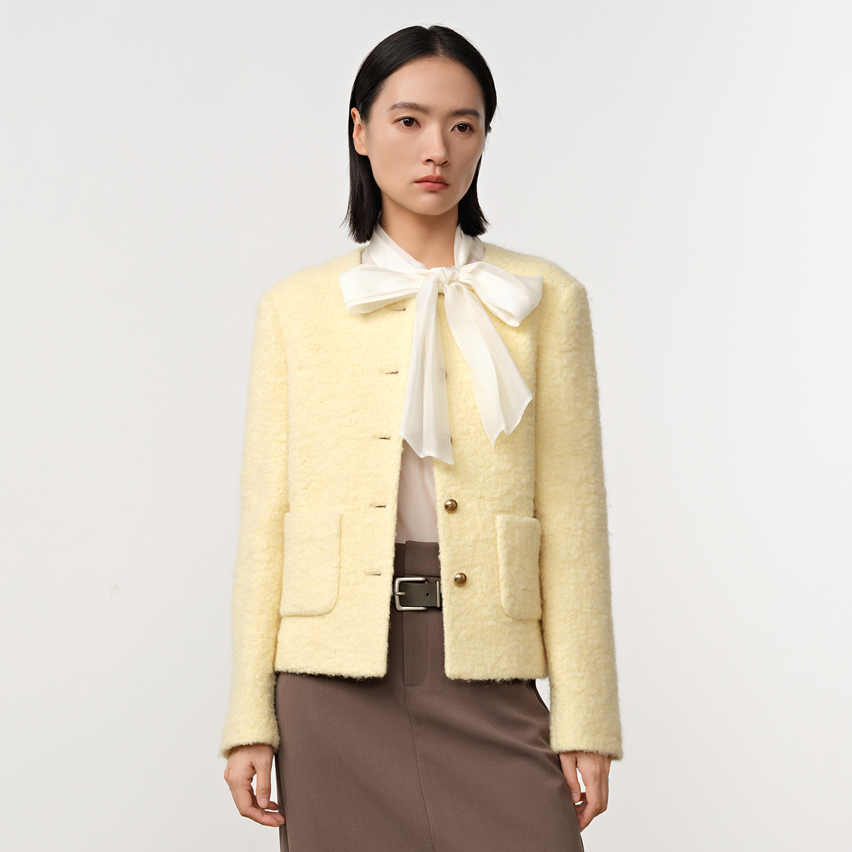 Dekashell/迪卡轩2025冬季新款小香风外套短款粗花呢上衣