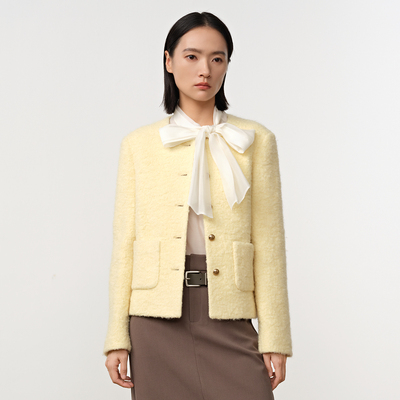 Dekashell/迪卡轩2025冬季新款小香风外套短款粗花呢上衣