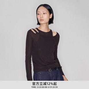 echo春季 真两件套长袖 背心镂空修身 徐若晗同款 针织衫 lost