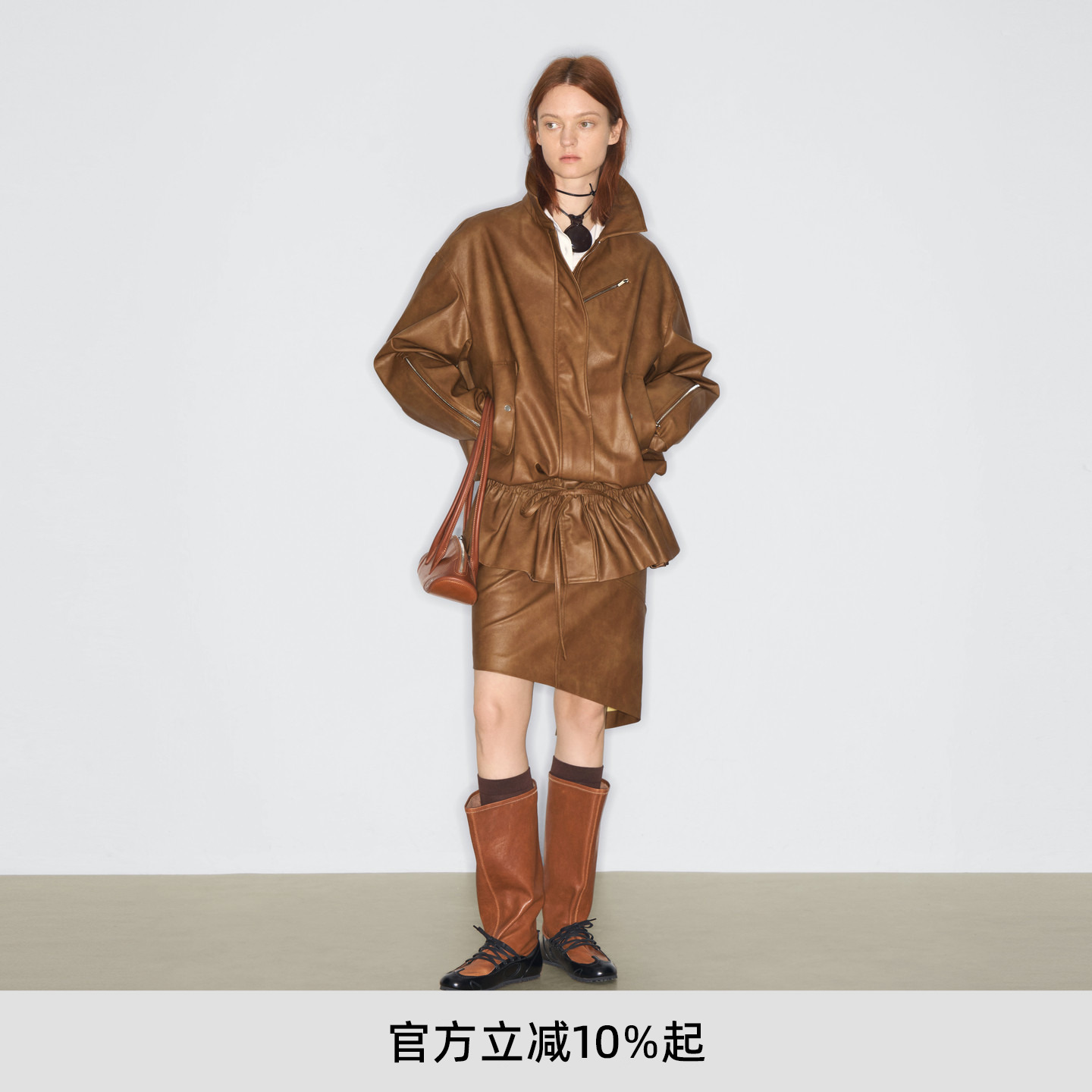 徐若晗同款lost in echo春季新款复古机车风宽松皮衣夹克