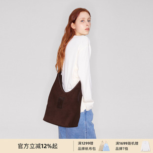 马君妍同款lost in echo春夏新款通勤超大帆布牛皮单肩斜挎托特包