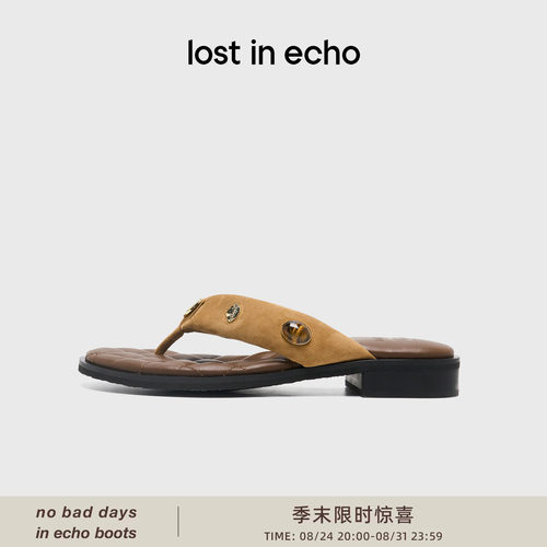 lostinecho羊皮人字夹脚拖凉拖