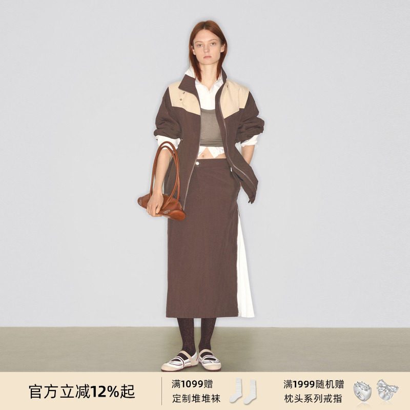 陈丽君同款lost in echo秋冬新款撞色收腰工装夹克外套长半身裙女,女装/女士精品,短外套,淘宝优惠券,粉丝福利购,淘宝优惠卷