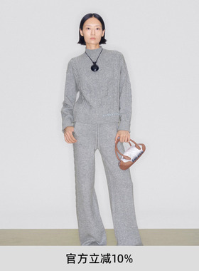 lost in echo2025冬季新款小高领羊毛套头针织衫直筒休闲长裤套装