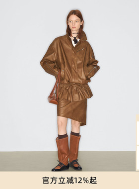 徐若晗同款lost in echo2025冬季新款复古机车风宽松皮衣夹克外套