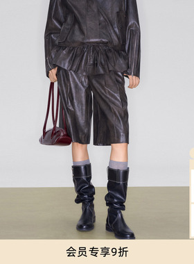 祝绪丹同款lost in echo秋冬新款帅气宽松显瘦A型宽松PU中裤子