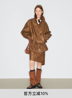 徐若晗同款lost in echo2025冬季新款复古机车风宽松皮衣夹克外套