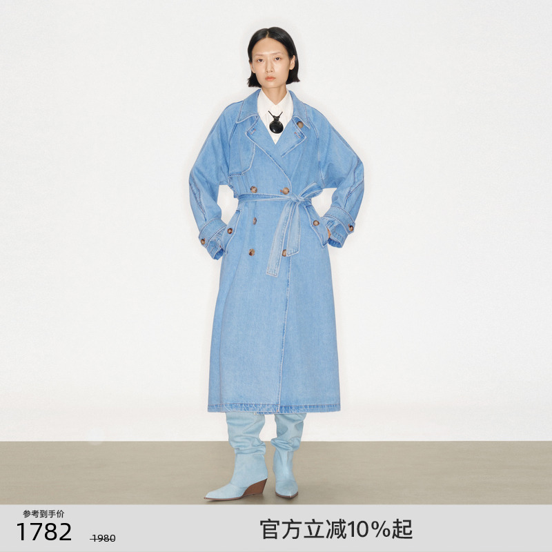 lostinecho牛仔长风衣外套女