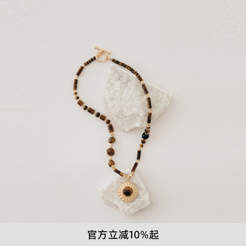 马君妍同款lost in echo春夏新款异域复古虎眼石玛瑙吊坠