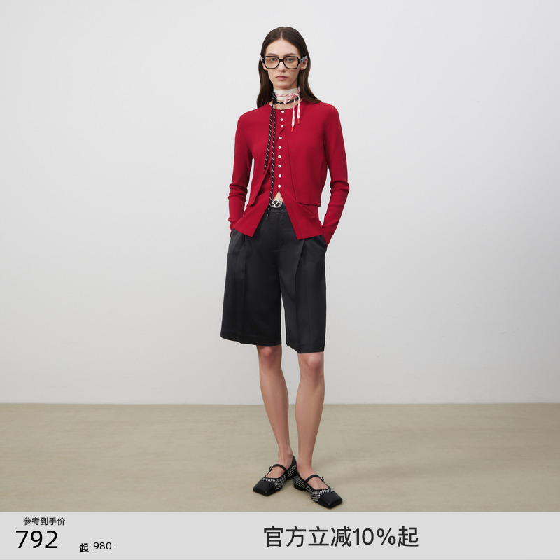 lostinecho覆盆子红手工针织衫