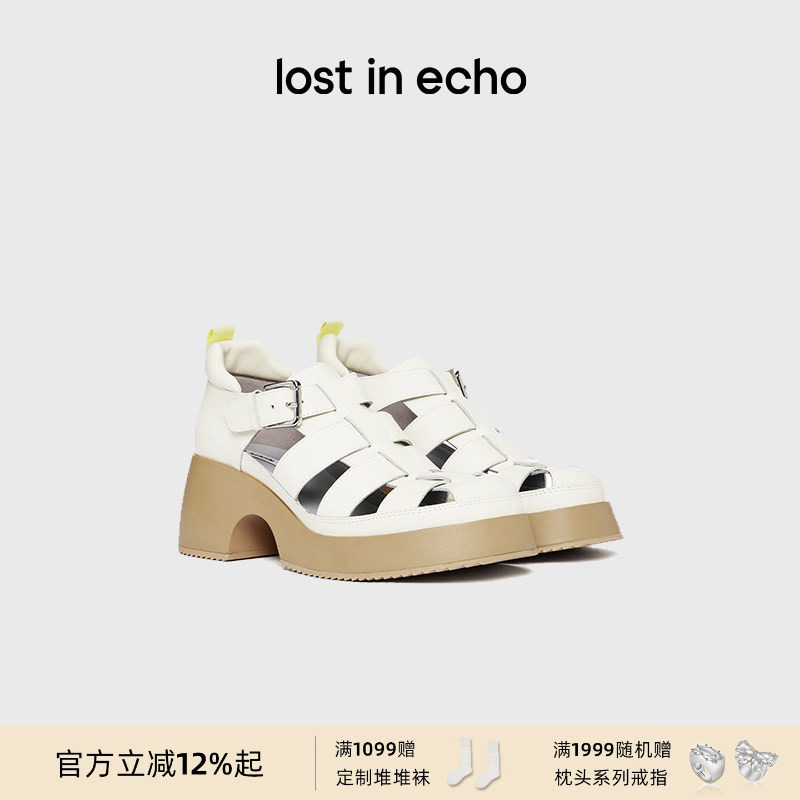 刘恋同款lost in echo夏季时尚真皮编织罗马鞋凉鞋镂空复古单鞋女,淘宝优惠券,粉丝福利购,淘宝优惠卷