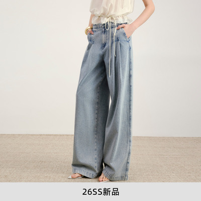 lostinecho宽松扣袢叠褶阔腿裤