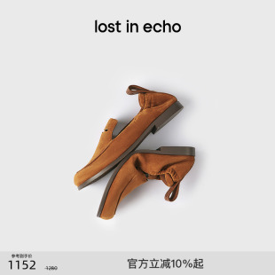 简约真皮羊皮轻便舒适薄底平底乐福小皮鞋 echo春秋时尚 女 lost
