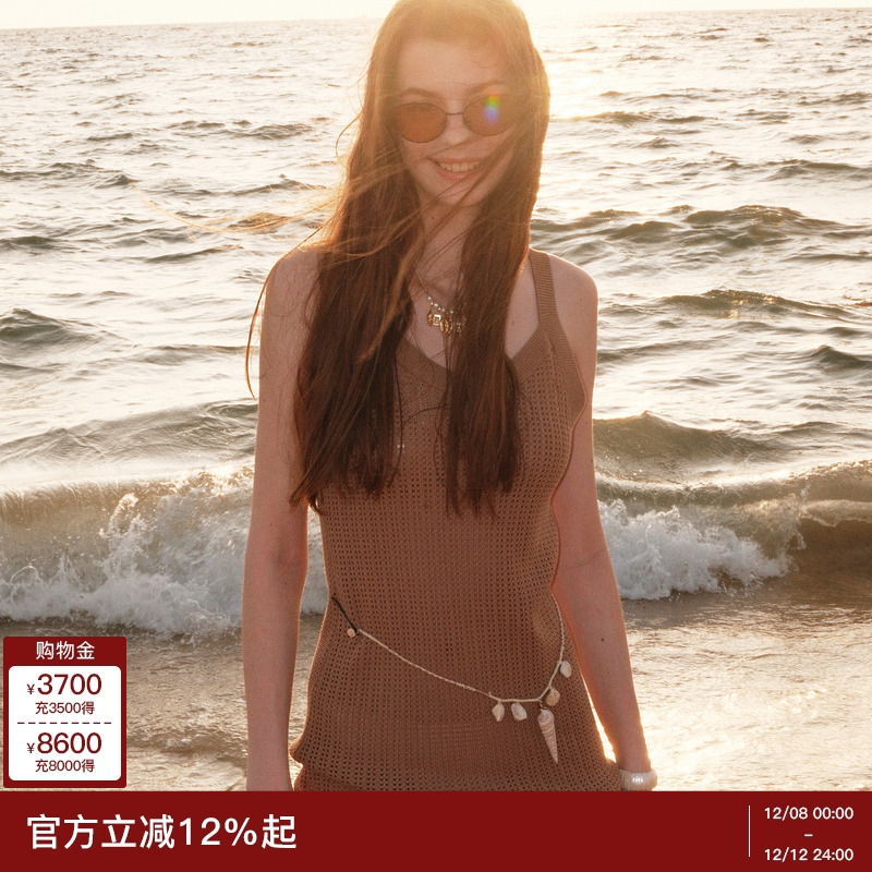 lostinecho钩花镂空针织长裙