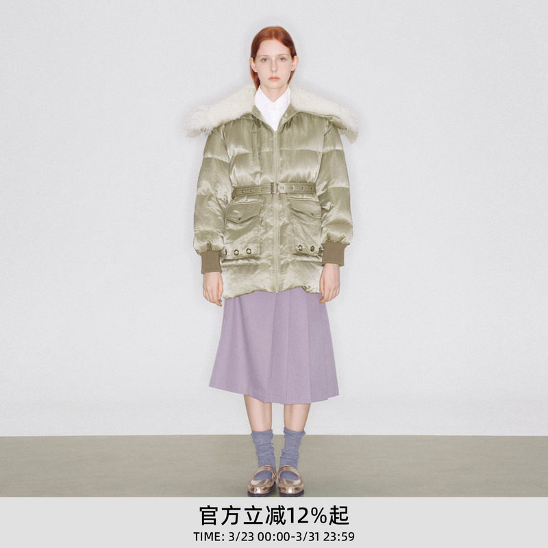 lost in echo冬季新款休闲宽松拼接毛毛领保暖羽绒服外套