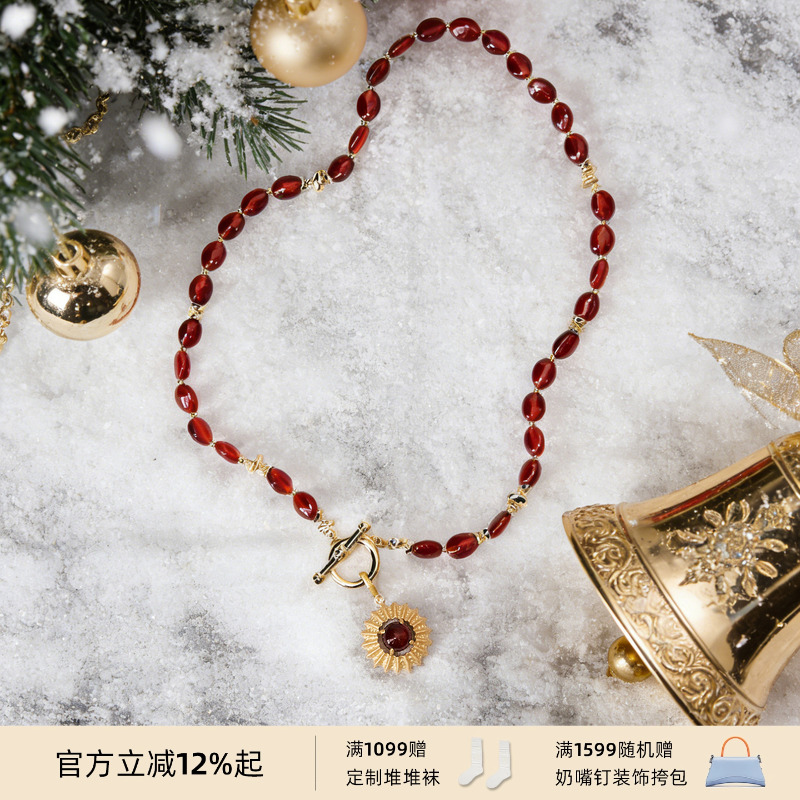 lost in echo2026春夏新款红玛瑙串珠高级哑光质感太