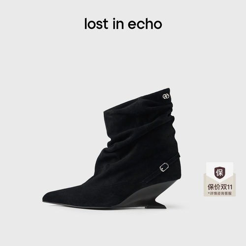 lostinecho尖头堆堆异形坡跟靴