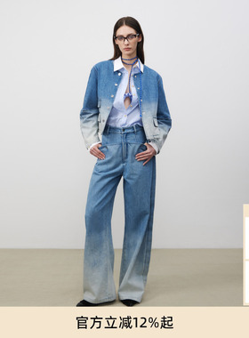单依纯同款lost in echo2025新款经典廓形显瘦渐变牛仔短外套夹克