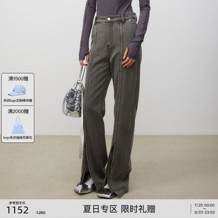 時尚 echo2025春夏新款 女 腿拉鏈分割直筒休閑修身 牛仔褲 褲 lost