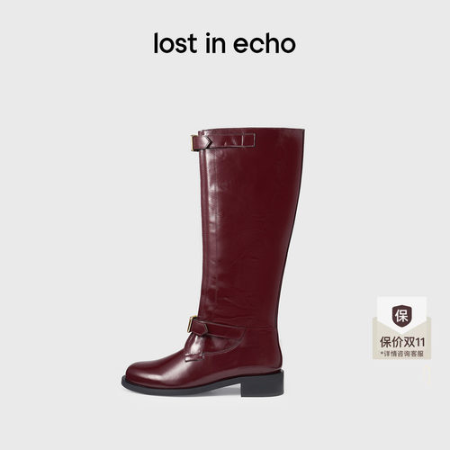 lostinecho宽筒一脚蹬骑士靴