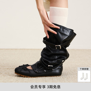 高级头层牛皮可拆卸两穿芭蕾舞鞋 echo2026春夏新款 堆堆靴 lost