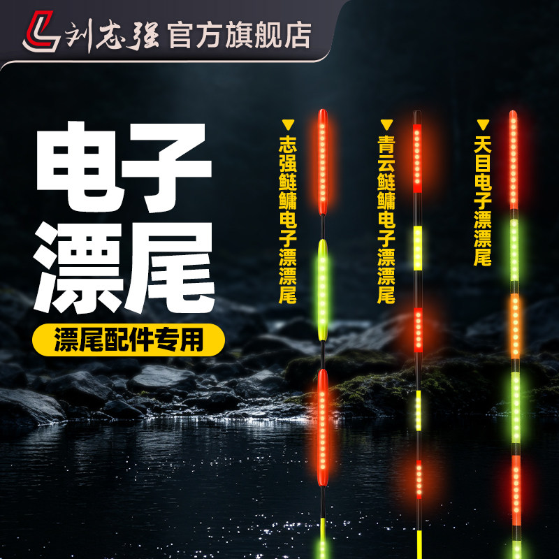 刘志强电子漂夜光漂漂尾配件常亮咬钩变色硬尾钓鱼浮漂电子漂尾