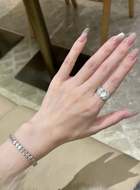 柏诗艾菲925纯银小众设计蕾丝白月光高冰水沫玉玛瑙玉髓中式戒指