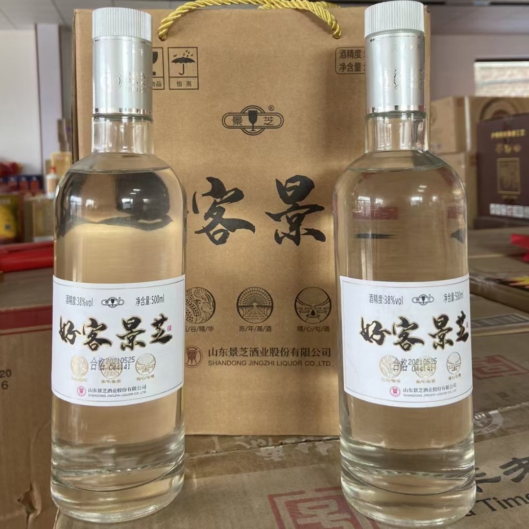 景芝38度500ml*6瓶好客景芝浓香型白酒整箱礼品光瓶口粮固态酿造