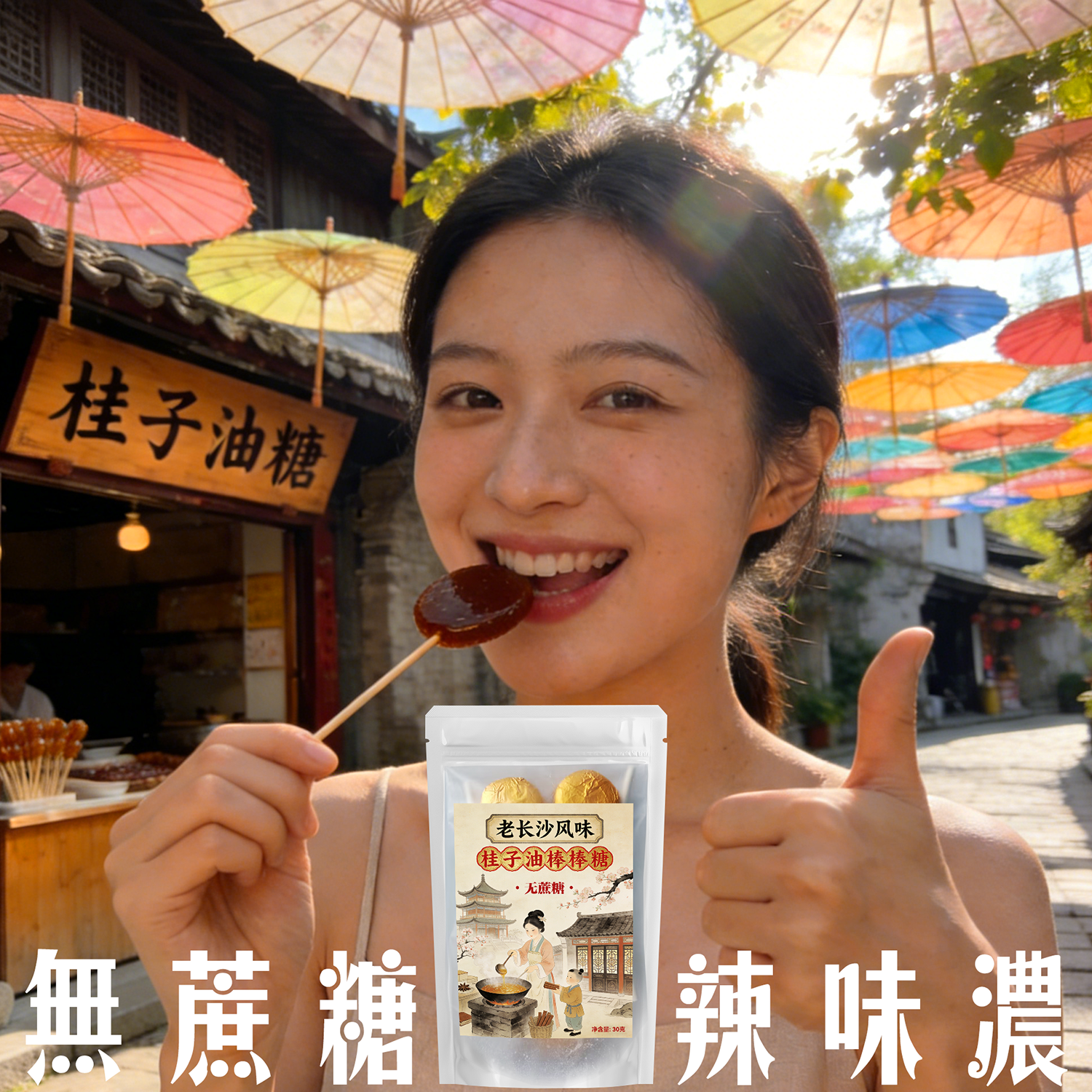 新型辣味无蔗糖桂子油棒棒糖老式肉桂糖桂油糖桂枝槟榔糖老长沙风