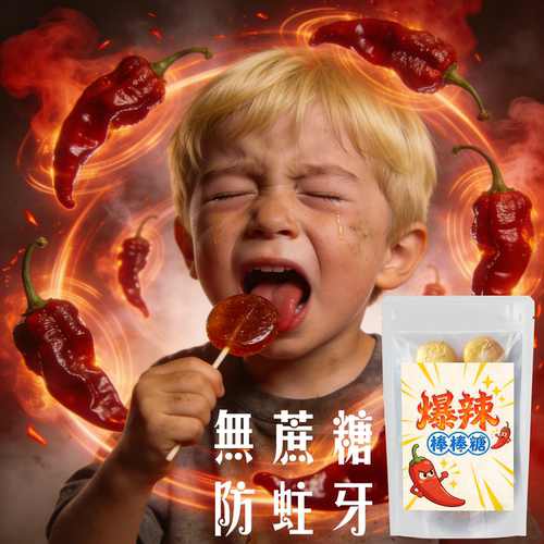 爆辣棒棒糖爆辣糖死神辣椒糖魔鬼辣变态辣整蛊骗人糖地狱特辣零食