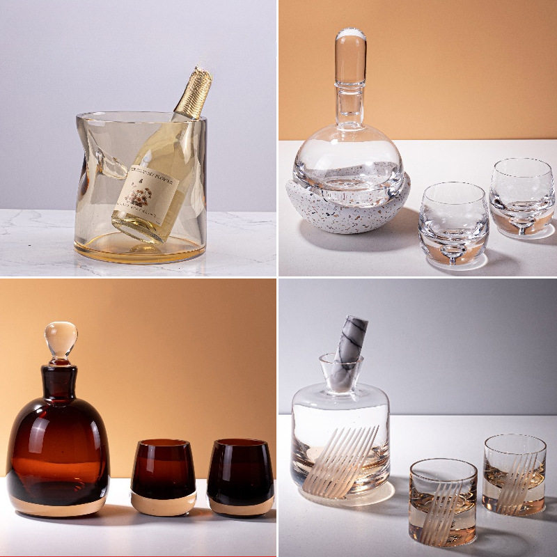 轻奢现代水晶酒具组套醒酒器组合摆件样板间售楼客厅茶几酒柜装饰,家居饰品,花瓶,淘宝优惠券,粉丝福利购,淘宝优惠卷