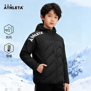 ATHLETA阿仕利塔短款棉服儿童青少年连帽训练外套冬保暖拼接棉服
