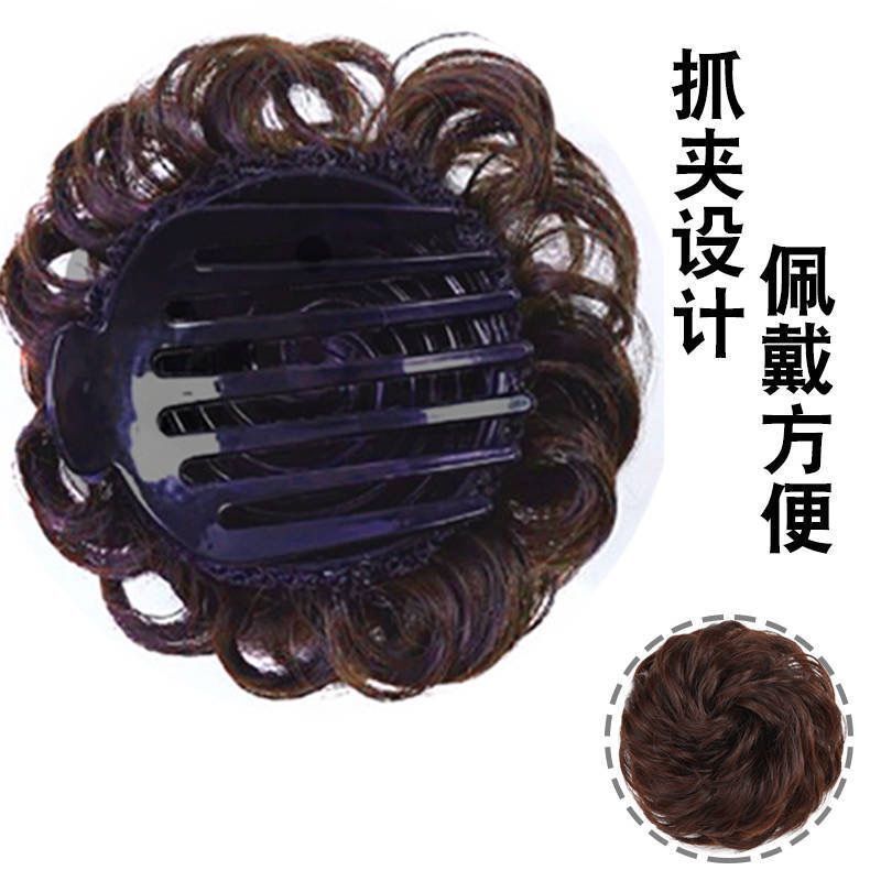 真发发夹女抓夹发圈头花盘发器丸子头发圈发饰假发包花苞夹子头花