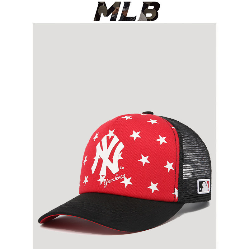 2026款巨好看的帽子mlb网帽红色弯檐夏季字母女专柜正品ny棒球帽