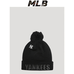 mlb针织帽女专柜正品帽子女士冬2025秋冬新款ny帽子ins毛线帽冷帽