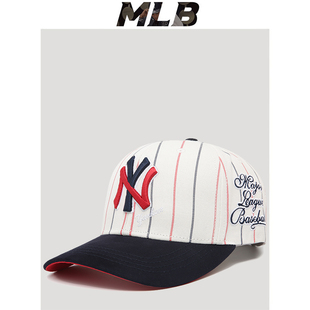 mlb帽子男潮新款情侣秋冬女显脸小NY棒球帽红黑宽檐休闲la鸭舌帽