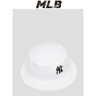 防晒帽女mlb渔夫帽春夏专柜正品ny洋基洋基队遮阳男盆帽白色帽子
