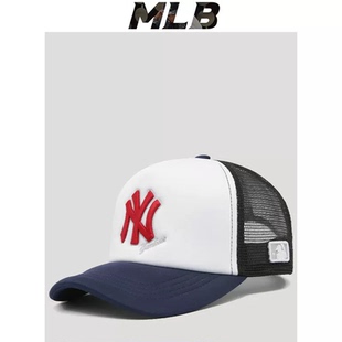 棒球帽宽帽檐大脸显脸小mlb棒球帽网帽夏季防晒网眼帽子LA鸭舌帽