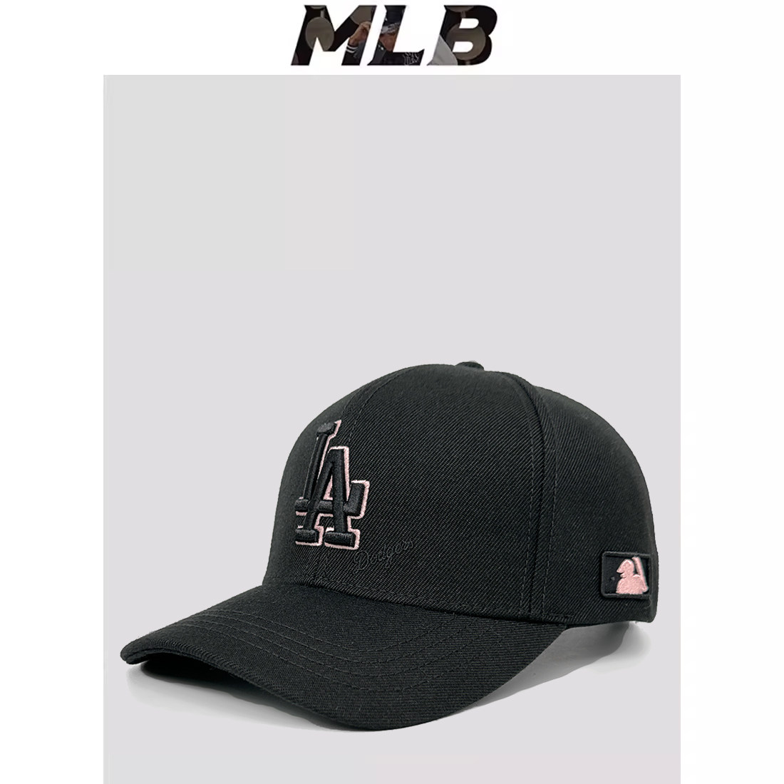 mlb帽子新款女春夏正品男潮la刺绣大标硬顶潮ny黑色鸭舌帽棒球帽