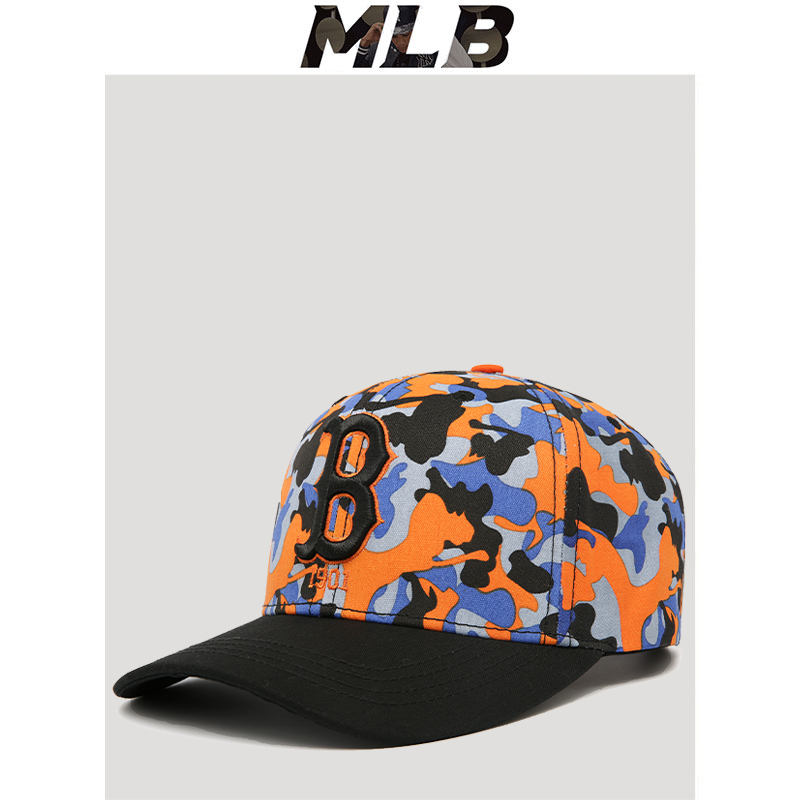 mlb棒球帽男女春夏专柜正品宽檐休闲情侣款嘻哈迷彩B字母鸭舌帽子