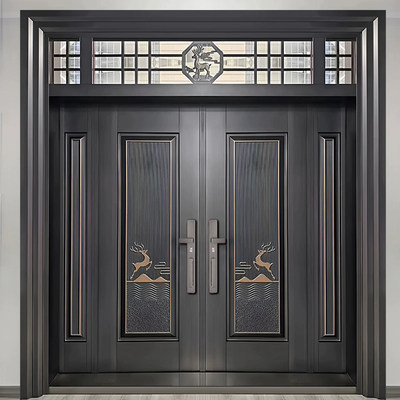 别墅大门对开门定制锌合金大门农村自建房入户门家用铸铝门进户门