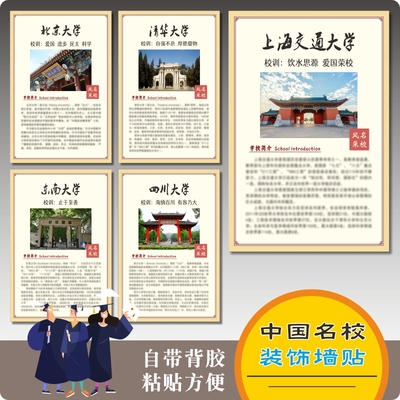 教室装饰励志墙贴世界中国十大名校简介班级布置海报目标大学挂图