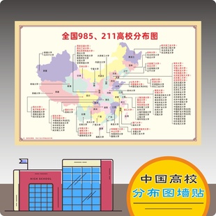 全国高校分布图高三班级文化墙墙面装饰墙贴985211大学地图神器