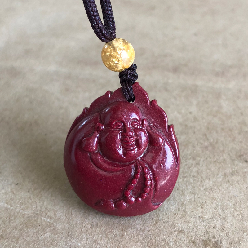 真朱砂紫金砂佛公吊坠女款宝宝平安大肚笑佛挂件生肖守护神项链