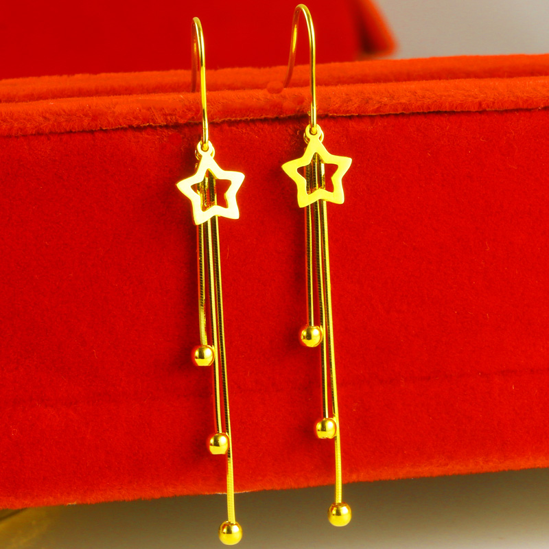 黄金耳环女款AU750纯金耳饰时尚五角星星真金18K金耳坠送老婆