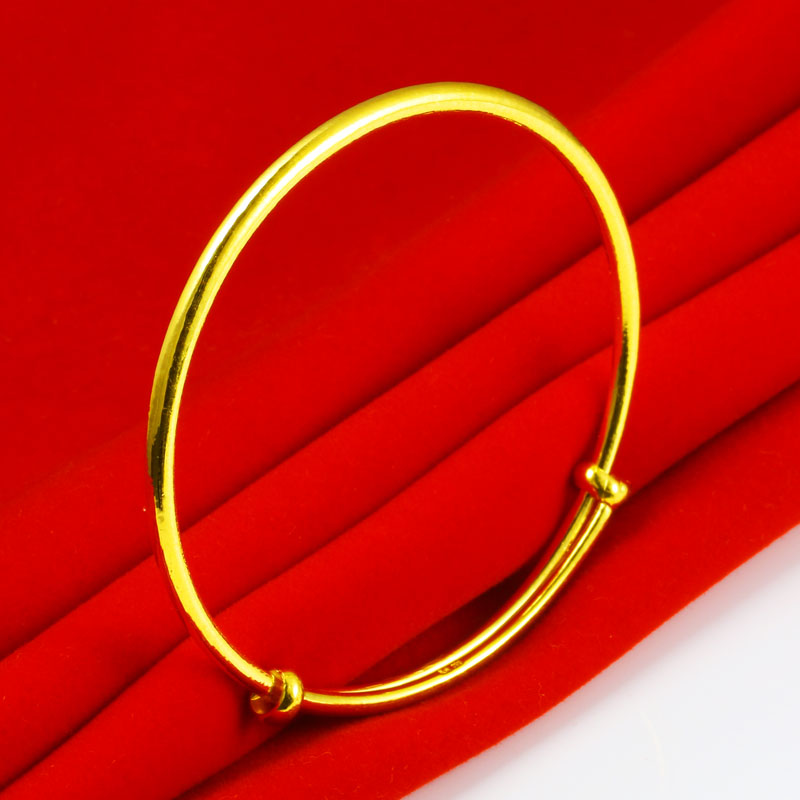 黄金手镯女款AU750金镯子18K金纯金光面素圈送妈妈礼物按克重