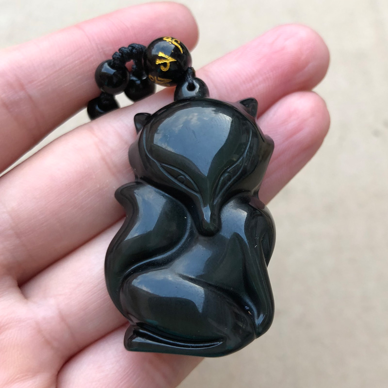 天然黑曜石本命年男女动物吊坠灵气随身爱情桃花项链时来运转挂件